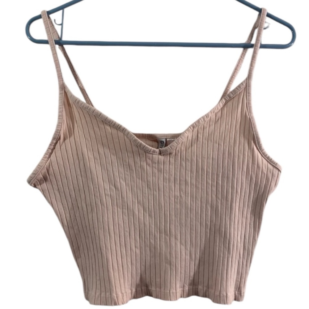 5 for 20 H&M Divided ribbed light pale pink sleeveless spaghetti strap crop top